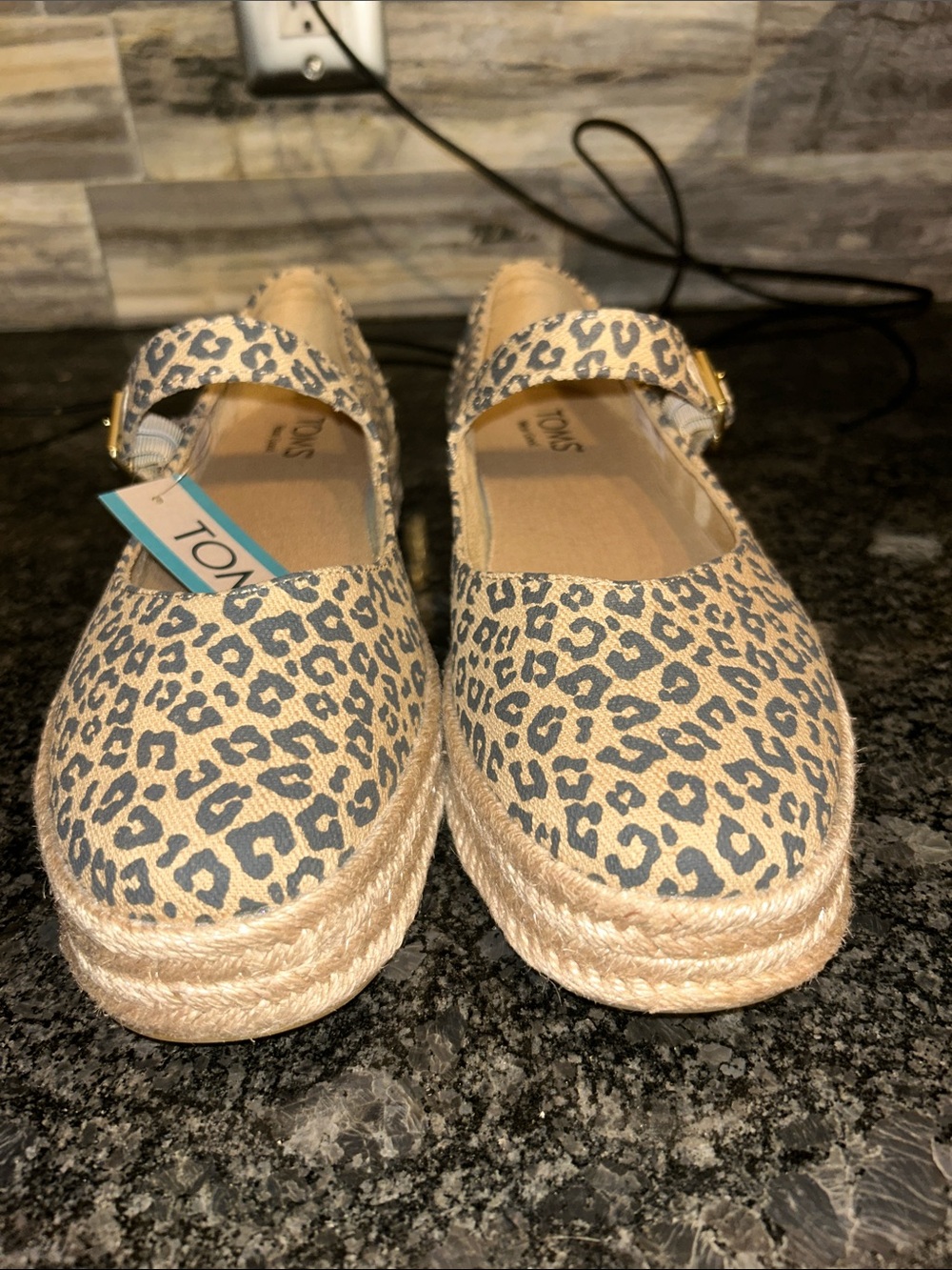 Toms Leopard Print Mary Jane Espadrilles - Beige/Black